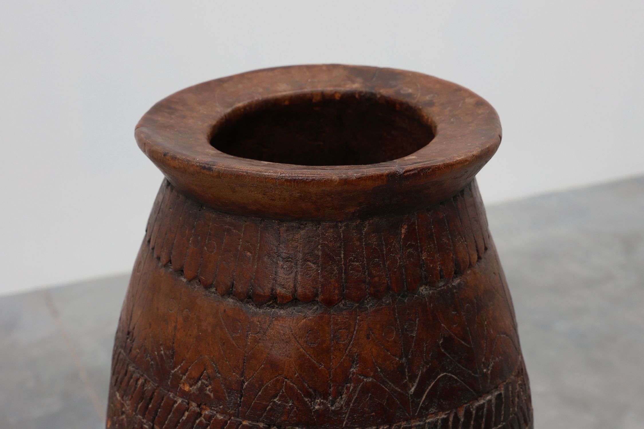 Rare Rustic wabi sabi style vase in solid wood, France 1800sthumbnail